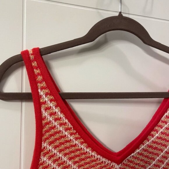Wrangler Retro Chevron Knit Tank Top Red V-Neck Medium - Picture 6 of 16